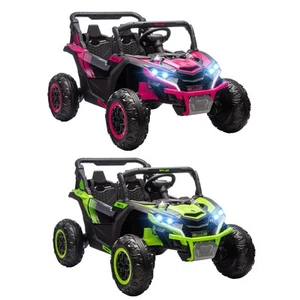 Qaba 24V 7AH Ride on Car, 2 Seater 4MPH Ride on UTV w/ Music - Picture 1 of 23