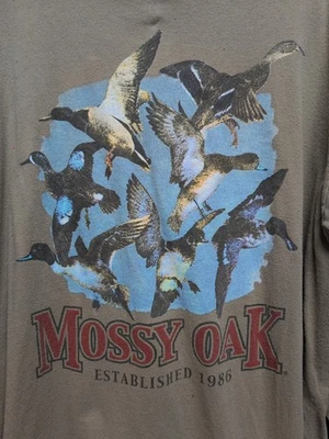 Mossy  Oak  Men's  Shirt  Size  XL   Beige  Ducks  Long  Sleeve  Jerzees  - Image 1 of 4