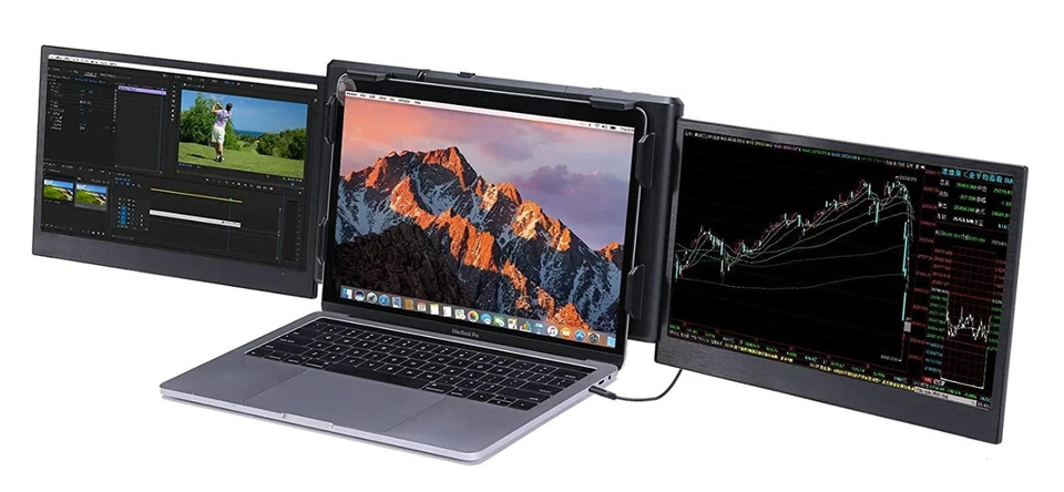 Portable Dual Monitor IPS FHD Triple Screen Extender Display for 13-17.3” Laptop - Image 1 of 4