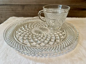 Anchor Hocking WEXFORD Glass Scalloped Snack Plate And Cup - Picture 1 of 7