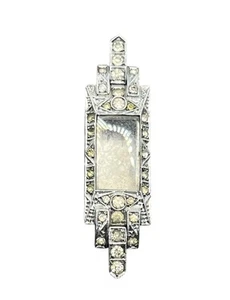 Art Deco sterling silver clear rhinestone EMPTY wrist watch case vintage - Picture 1 of 15
