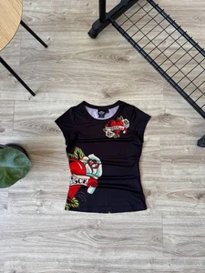 Harley Davidson Ed Hardy Style Tattoo Heart T Shirt Y2K Women's Size XS - Picture 1 of 7