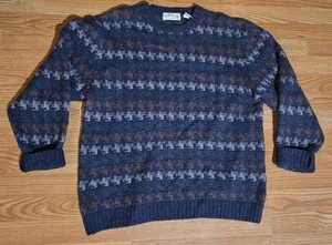 Orvis Grobstrick Wollmischung Pullover Sweater Herren Größe L Geometrisch Fischer - Bild 1 von 5