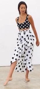 Mara Hoffman Swim Eavan Cover Up Long Skirt Black White Polka Dot Medium - Picture 1 of 8