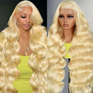 613 13x6 Lace Front Wig Human Hair 200 Density 36 Inch Blonde Wig Human Hair ... - Picture 1 of 6