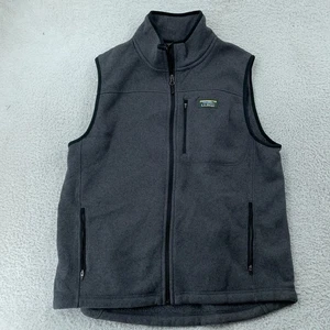 L.L. Bean Sweater Fleece Vest Mens Large Gray Slightly Fitted Full Zip Pockets - Picture 1 of 8