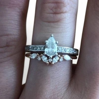 .39ct 18k Pear-Cut Natural Diamond Bridal Ring Set – Brilliant Earth (GIA Cert) - Image 1 of 4