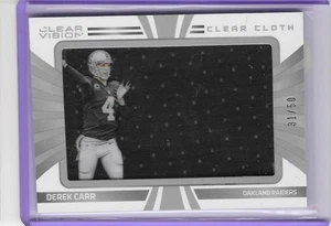 2016 Clear Vision Derek Carr Oakland Raiders Clear Cloth Jumbo Jersey #/50 - Picture 1 of 1