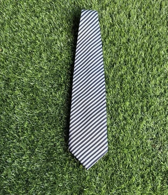 Corbata formal de diseñador a rayas azul marino y gris corbata Giorgio Armani Foto 1 de 3