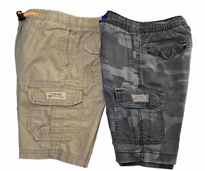 Lot of 2 Boy's Union bay - Cargo Shorts Camo & Khaki - Size XS 5/6