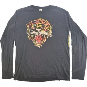 Ed Hardy Long Sleeve Shirt Black Womens 2XL Tiger Skull Crew Neck Bedazzled - Picture 1 of 15