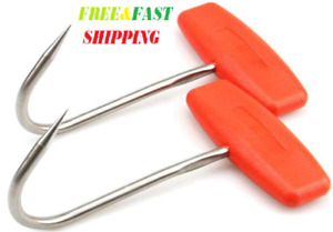 2PCS Meat Hooks for Butchering T-Shaped Boning Hooks with Handle Stainless Steel
