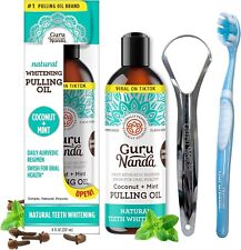 Gurunanda Oil Pulling (8 Fl.Oz) with Coconut Oil and Peppermint Oil for Oral He-