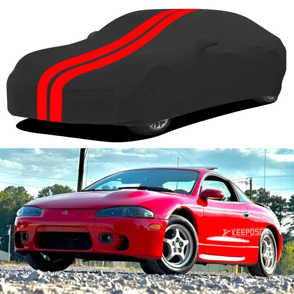 Cubierta de coche interior elástica satinada negra roja a prueba de polvo para Mitsubishi Eclipse 90-05 Foto 1 de 4