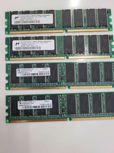 4 x 256MB PC-3200 DDR 400 MICRON DDR1 PC3200 Memory Kit cl3 ram 1gb - Picture 1 of 3