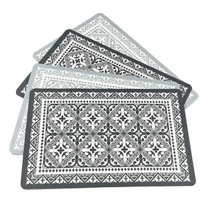 Plastic Placemats Set of 4 Moroccan Tile Grey Extra Large 43cm Dining Table Mats - Picture 1 of 5