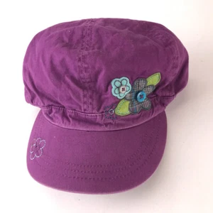 Kids fashion cadet hat purple with flowers 10-14yrs - Picture 1 of 2