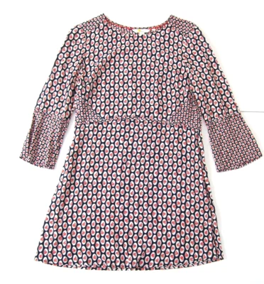Boden 100% Rayon Red Blue White Floral 3/4 Sleeve Sheath Baby Doll Dress 6R - Image 1 of 4