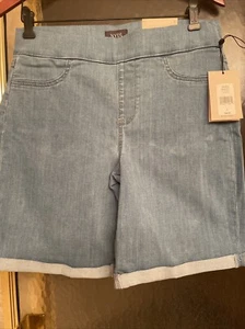 NYDJ Light Blue Denim Pull-On Stretch Cuffed Bermuda Shorts Size 8 - Belle Isle - Picture 1 of 15