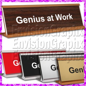 Genius at Work ~ 2x8 LASER ENGRAVED DESK NAME PLATE FUNNY GAG GIFT - Picture 1 of 6
