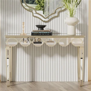 Mirrored Console Table Narrow Silver Entryway Sofa Table for Home Office Storage - Picture 1 of 12