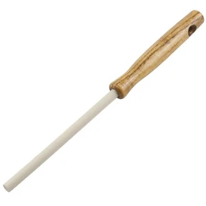 Cuchillo de cerámica Arkansas varilla afiladora mango de madera de roble 9,5" general AC47 - Imagen 1 de 2