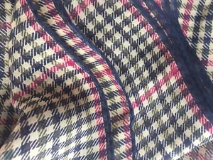 Bufanda de seda vintage larga a cuadros azul rosa 11 X 59 pulgadas - Imagen 1 de 6