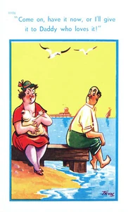 Nursing Mother Have It Now or Daddy Gets It Brooks Risque Postcard Comic #11906 - Picture 1 of 2