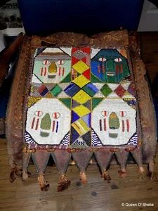 Yoruba Perlenarbeit Umhängetasche Leder Antik Afrika Stamm Anfang 20. Jh. Shango Bag - Bild 1 von 23
