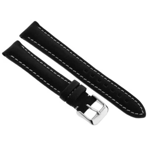 Hadley Roma MS891 Black Genuine Leather Watch Padded Band Strap 18 mm - Picture 1 of 2