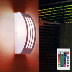 RGB LED Außen Wand Lampe Hof Terrassen Garten Leuchte Edelstahl Strahler DIMMBAR - Bild 1 von 12