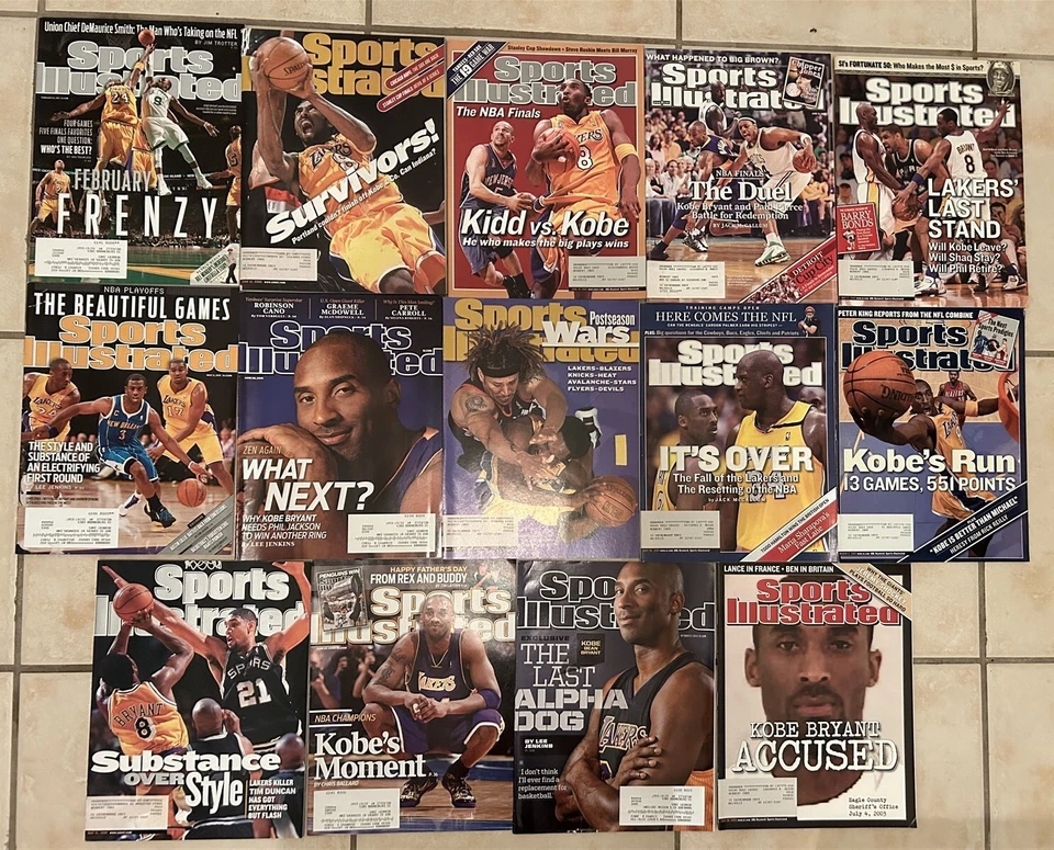 Sports Illustrated LOS ANGELES LAKERS Kobe Bryant Lot of 14 NBA FINALS Playoffs - Image 1 of 1