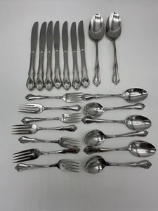 22 Teile 1881 Rogers Oneida LTD Arbor Rose True Rose Edelstahl Besteck Silberbesteck - Bild 1 von 5