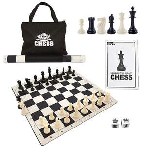 WE Games Juego de Ajedrez de Torneo de Mejor Valor, Tablero Negro, Piezas, Bolsa, Instrucciones - Imagen 1 de 11