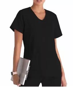 Greys Anatomy By Barco Women's Black Scrub 4PKT V Neck Shoulder Top XL - Picture 1 of 2