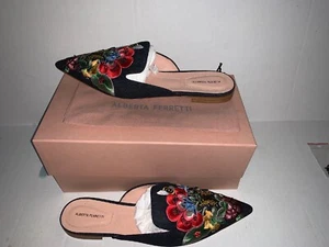 Brand New-Alberta Ferretti Embroidered Pointed Denim Mules Womens (Size Euro 41) - Picture 1 of 11