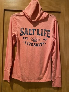 Salt Life Women’s Live Salty SLX Performance Salmon Hoodie Shirt NWT S - Picture 1 of 5