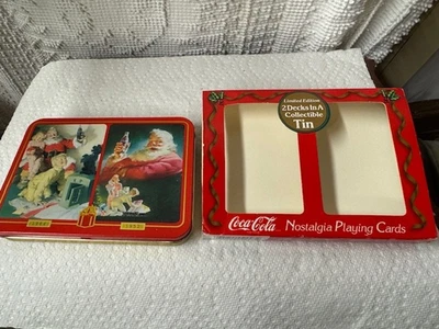 Coca Cola Christmas Santa Playing Cards Tin NEW Nostalgia Coke 1996 Sealed Decks - Image 1 of 4