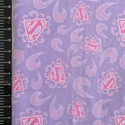 Super Hero Flannel Fabric Supergirl Fabric TM DC Comics Lavender Cotton 60 x 43  - Image 1 of 2