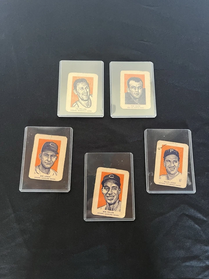 1952 年 Wheaties 体育卡 (5) - Bob Feller、Ralph Kiner、Lemon、Fears、Pollard — 第 1/4 张图片