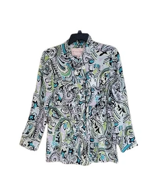 Black Label By Chico's Women's Multicolor Full Zip Lightweight Jacket Sz 12 - Image 1 of 4