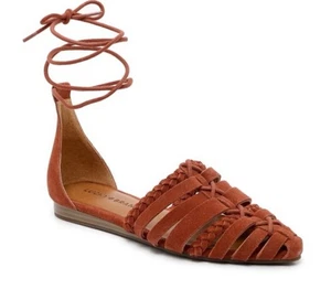 Sandalias Lucky Brand Brocki para mujer 7,5 B naranja quemado gamuza tiras zapatos planos  - Imagen 1 de 10