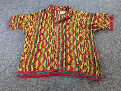 Camisa polo masculina vintage Coogi GG – vermelha amarela verde malha 3D manga curta - Imagem 1 de 4