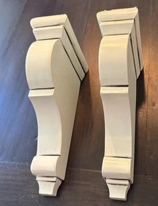 Large 12 Inch Wooden Corbels Designer Farmhouse White Distressed Set -2 - Picture 1 of 4