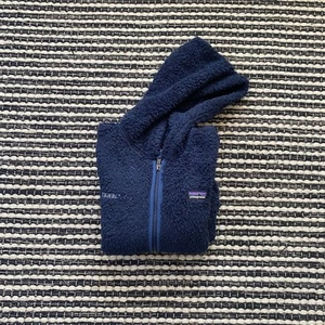 Patagonia Kids Fuzzy Blue Logo Branded Zip Closure Hooded Sweater Jacket 10/ M - Picture 1 of 10