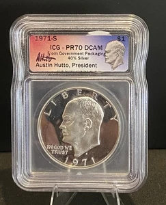 PR-70 DCAM 1971-S Eisenhower - 40% Silber Dollar - ICG - Bild 1 von 2