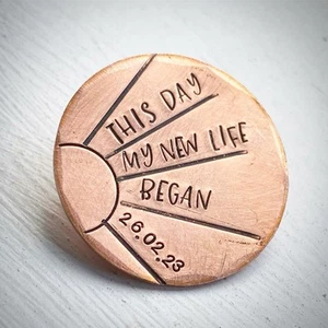 My New Life Began Personalised Sobriety Coin Chip Recovery Medallion Token - Picture 1 of 1