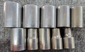 Set Of 10 Standard 6 Point SAE 1/2 Drive Craftsman Sockets - Foto 1 di 4