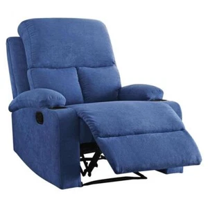 ACME Rosia Fabric Upholstered Motion Recliner with Pillow Top Armrest in Blue - Picture 1 of 7
