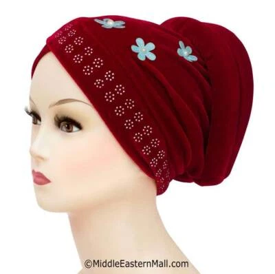 Velvet Venetian Turban Hijab Caps Hijab volumizer -cancer Hat Hair loss - Image 1 of 4